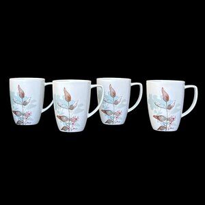 Corelle Coordinates by Corning Porcelain Floral Mugs, Set of 4. Holiday Gifts